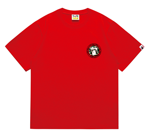 EM Sneakers Bape × Stussy Black Letter T-Shirt-219 Red