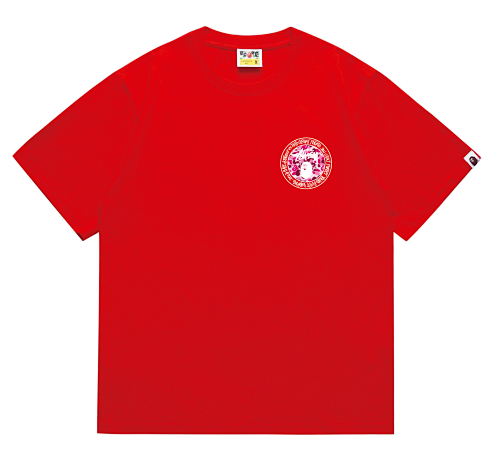 EM Sneakers Bape × Stussy White Letter T-Shirt-216 Red