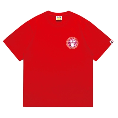 EM Sneakers Bape × Stussy White Letter T-Shirt-216 Red 01