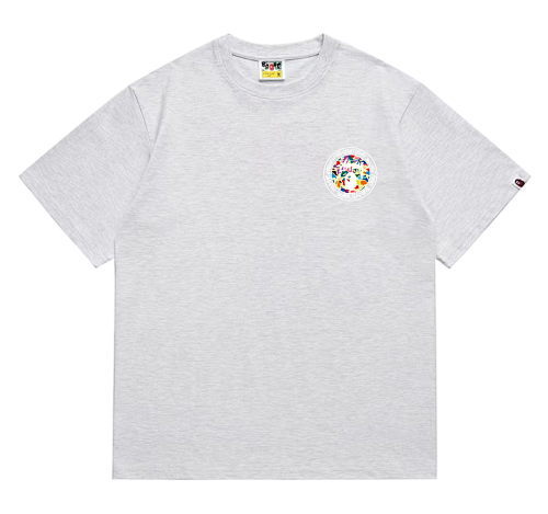 EM Sneakers Bape × Stussy White Letter T-Shirt-217 Gray