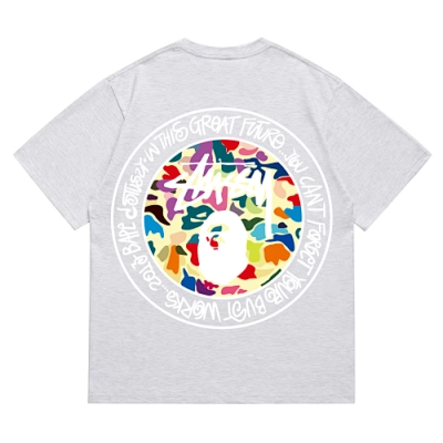 EM Sneakers Bape × Stussy White Letter T-Shirt-217 Gray 02