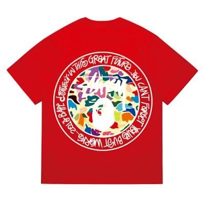 EM Sneakers Bape × Stussy White Letter T-Shirt-217 Red 02
