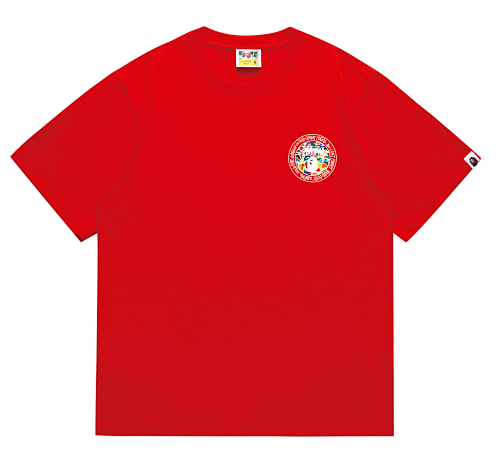 EM Sneakers Bape × Stussy White Letter T-Shirt-217 Red