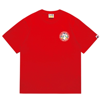 EM Sneakers Bape × Stussy White Letter T-Shirt-217 Red 01
