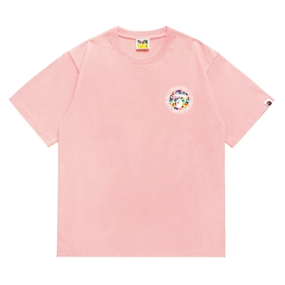 EM Sneakers Bape × Stussy White Letter T-Shirt-217 Pink 01