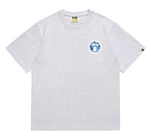 EM Sneakers Bape × Stussy White Letter T-Shirt-218 Gray