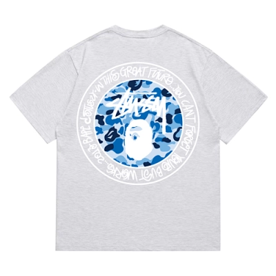 EM Sneakers Bape × Stussy White Letter T-Shirt-218 Gray 02