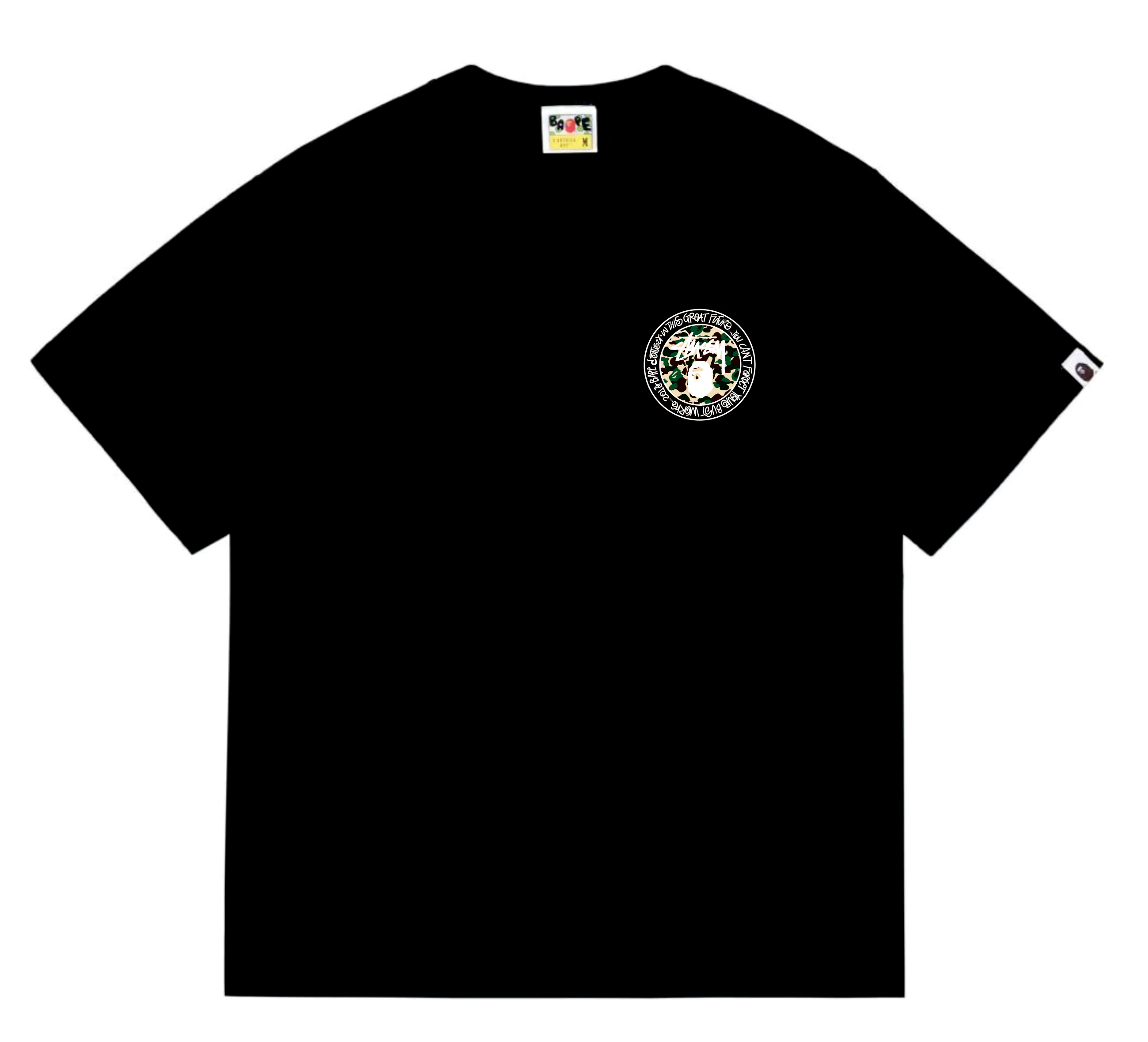 EM Sneakers Bape × Stussy White Letter T-Shirt-219 Black