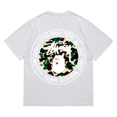 EM Sneakers Bape × Stussy White Letter T-Shirt-219 Gray 02