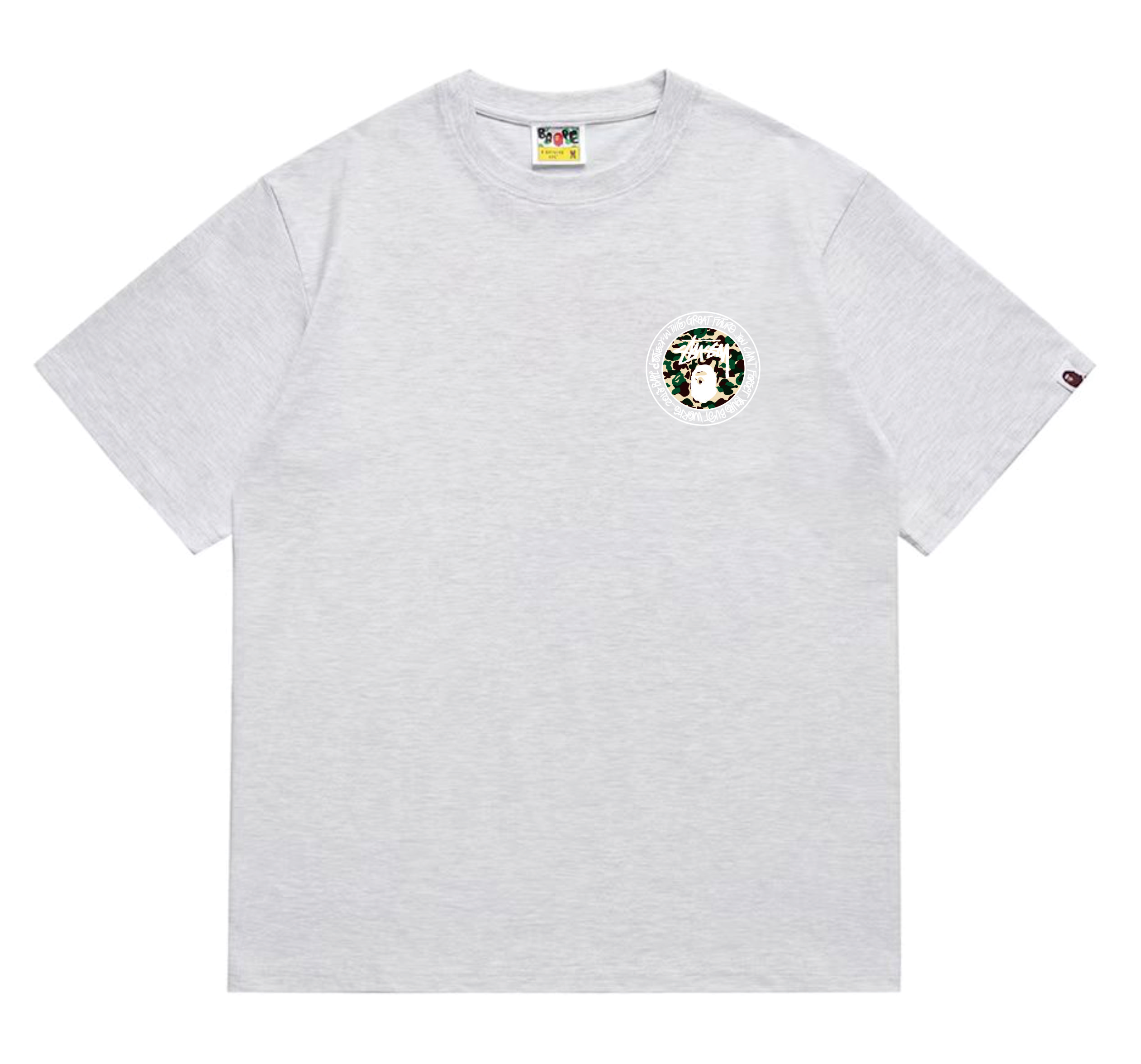EM Sneakers Bape × Stussy White Letter T-Shirt-219 Gray