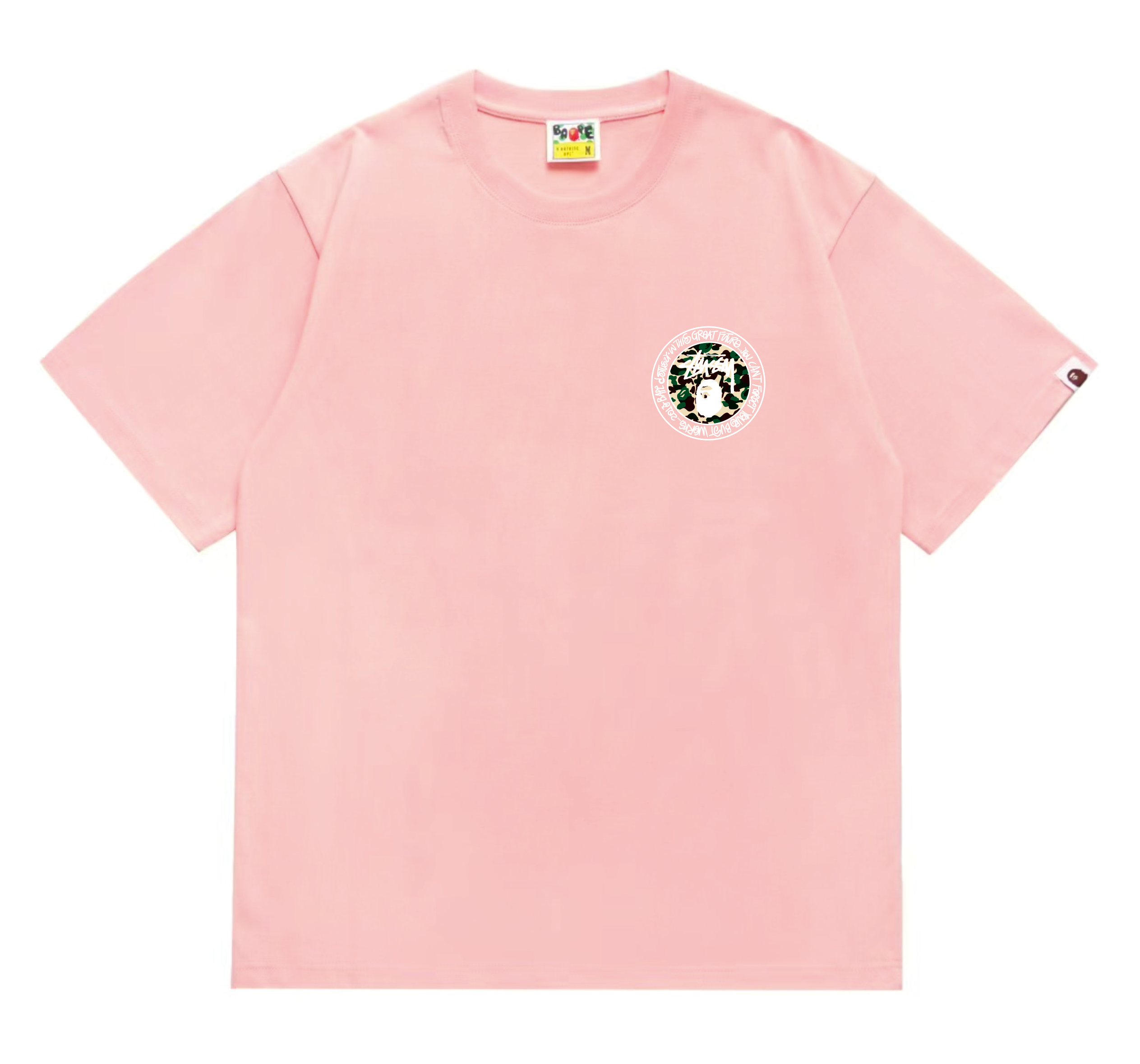 EM Sneakers Bape × Stussy White Letter T-Shirt-219 Pink