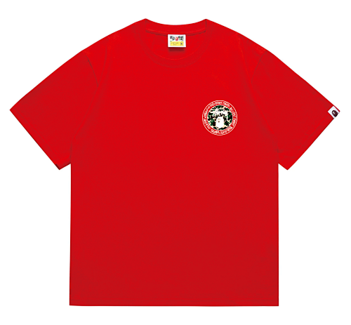 EM Sneakers Bape × Stussy White Letter T-Shirt-219 Red