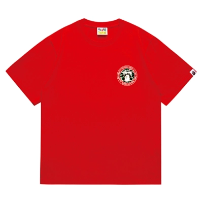 EM Sneakers Bape × Stussy White Letter T-Shirt-219 Red 01
