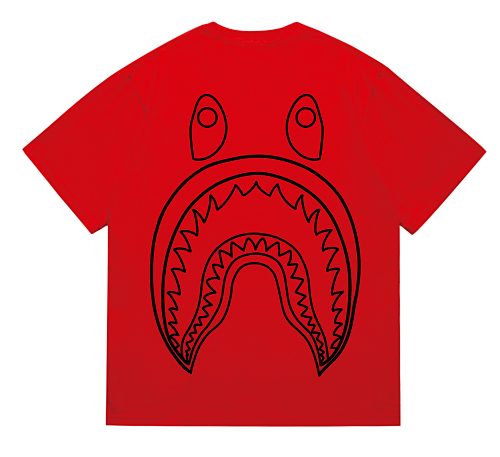 EM Sneakers Bape Shark Head T-Shirt-215 Black Print Red