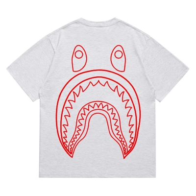EM Sneakers Bape Shark Head T-Shirt-215 Red Print Gray 02