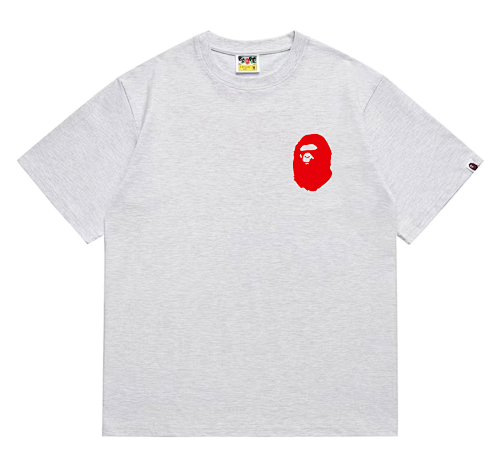 EM Sneakers Bape Shark Head T-Shirt-215 Red Print Gray