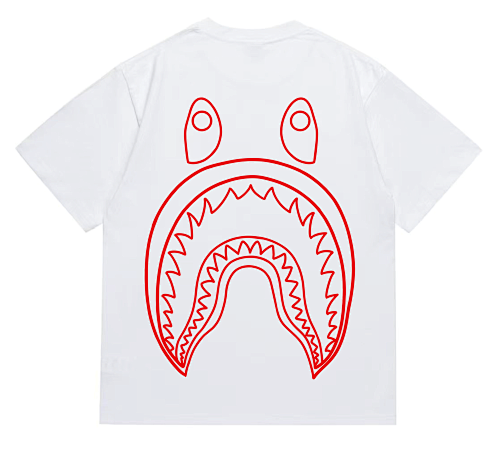EM Sneakers Bape Shark Head T-Shirt-215 Red Print White