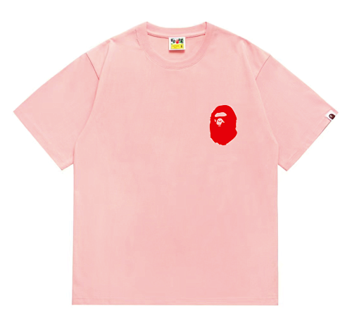 EM Sneakers Bape Shark Head T-Shirt-215 Red Print Pink