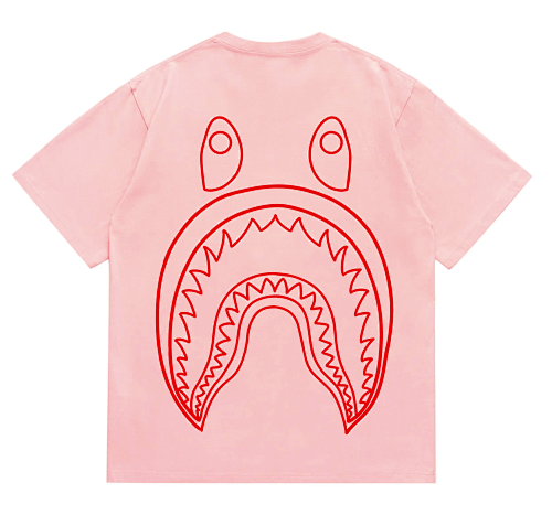 EM Sneakers Bape Shark Head T-Shirt-215 Red Print Pink