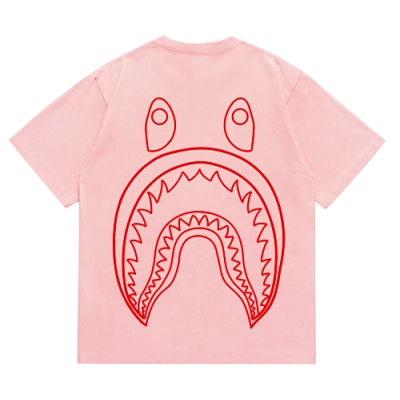 EM Sneakers Bape Shark Head T-Shirt-215 Red Print Pink 02