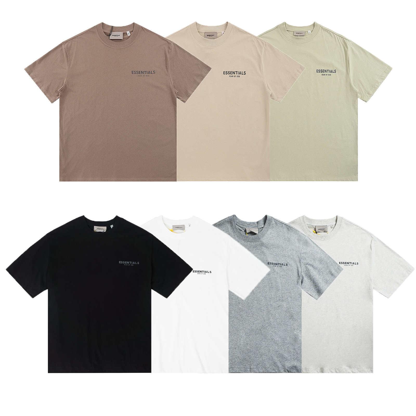 EM Sneakers Fear of God Essentials T-Shirt #2202 Gray /Black /Light Gray /White /Camel /Green /Brown