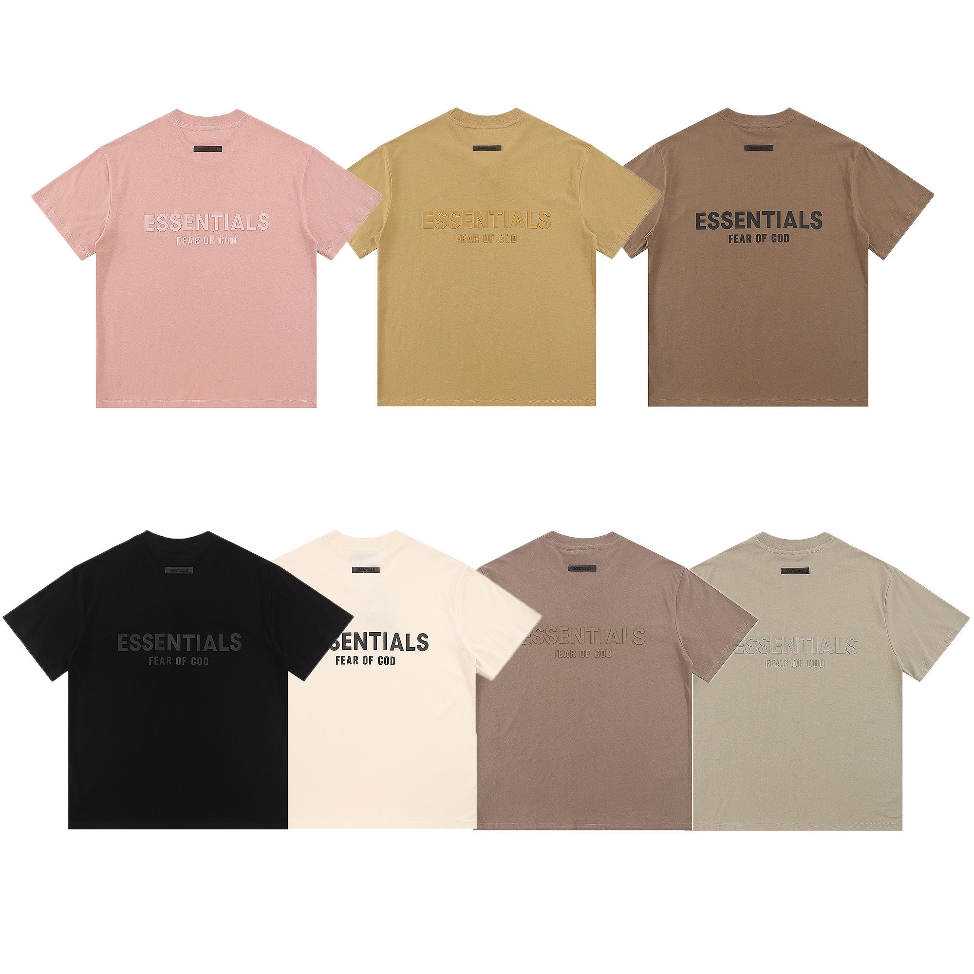 EM Sneakers Fear of God Essentials T-Shirt #2203 Apricot /Pink /Moss /Amber /Grayish Brown /Black /Wheat Brown