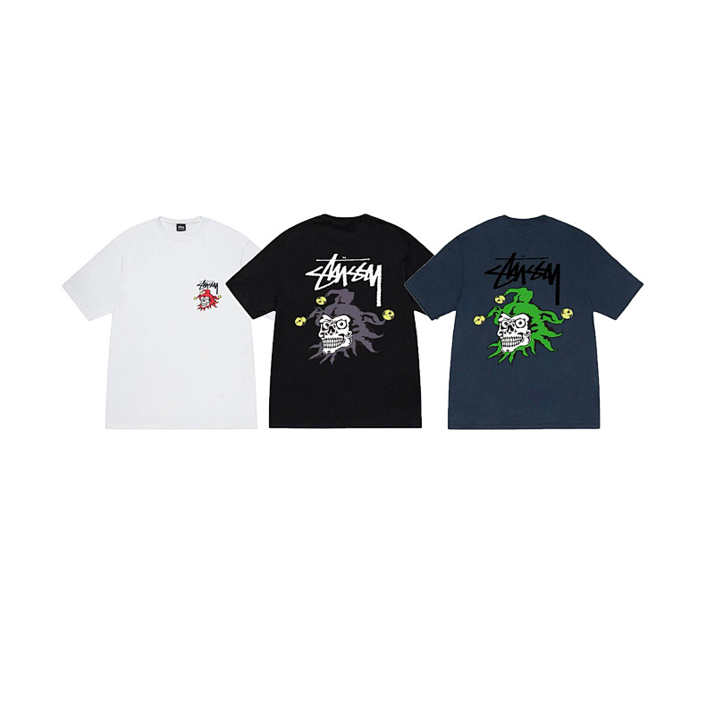 EM Sneakers Stussy Clown Print T-Shirt #XB2173 Black /White /Navy Blue