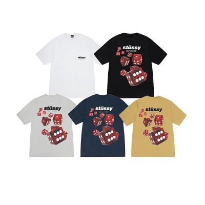 EM Sneakers Stussy Multiple Dice Print T-Shirt #XB2179 Black /White /Navy Blue /Heather Grey /Yellow 01
