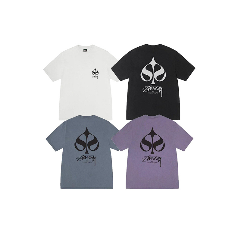 EM Sneakers Stussy Spade Print T-Shirt XB2175 Black /White /Deep Mist Blue /Purple