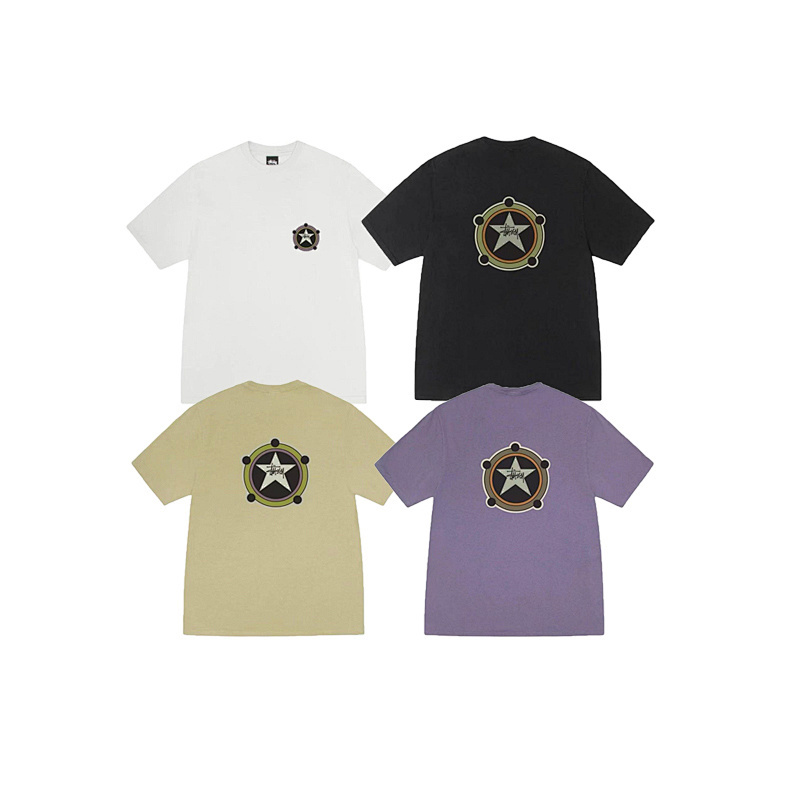 EM Sneakers Stussy Star Print T-Shirt #XB2177 Black /White /Khaki /Purple