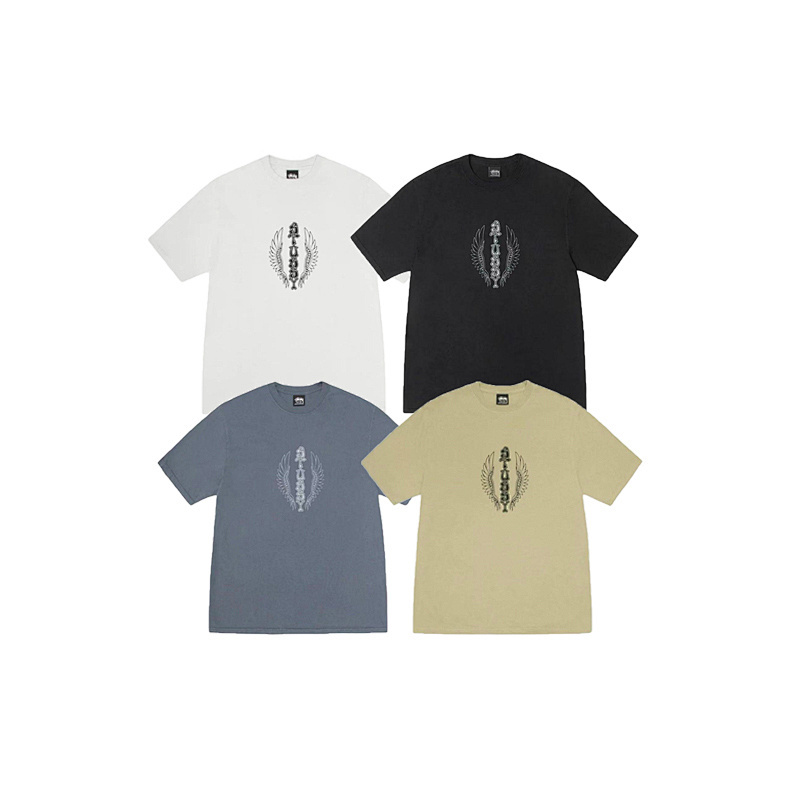EM Sneakers Stussy Wing Print T-Shirt #2176 Black /White /Khaki /Deep Fog Blue
