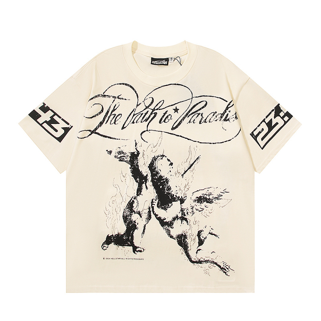 EM Sneakers Hellstar T-Shirt #593 White /Apricot