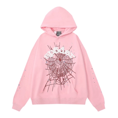 EM Sneakers Sp5der OG Web White Letter Hoodie Pink 01