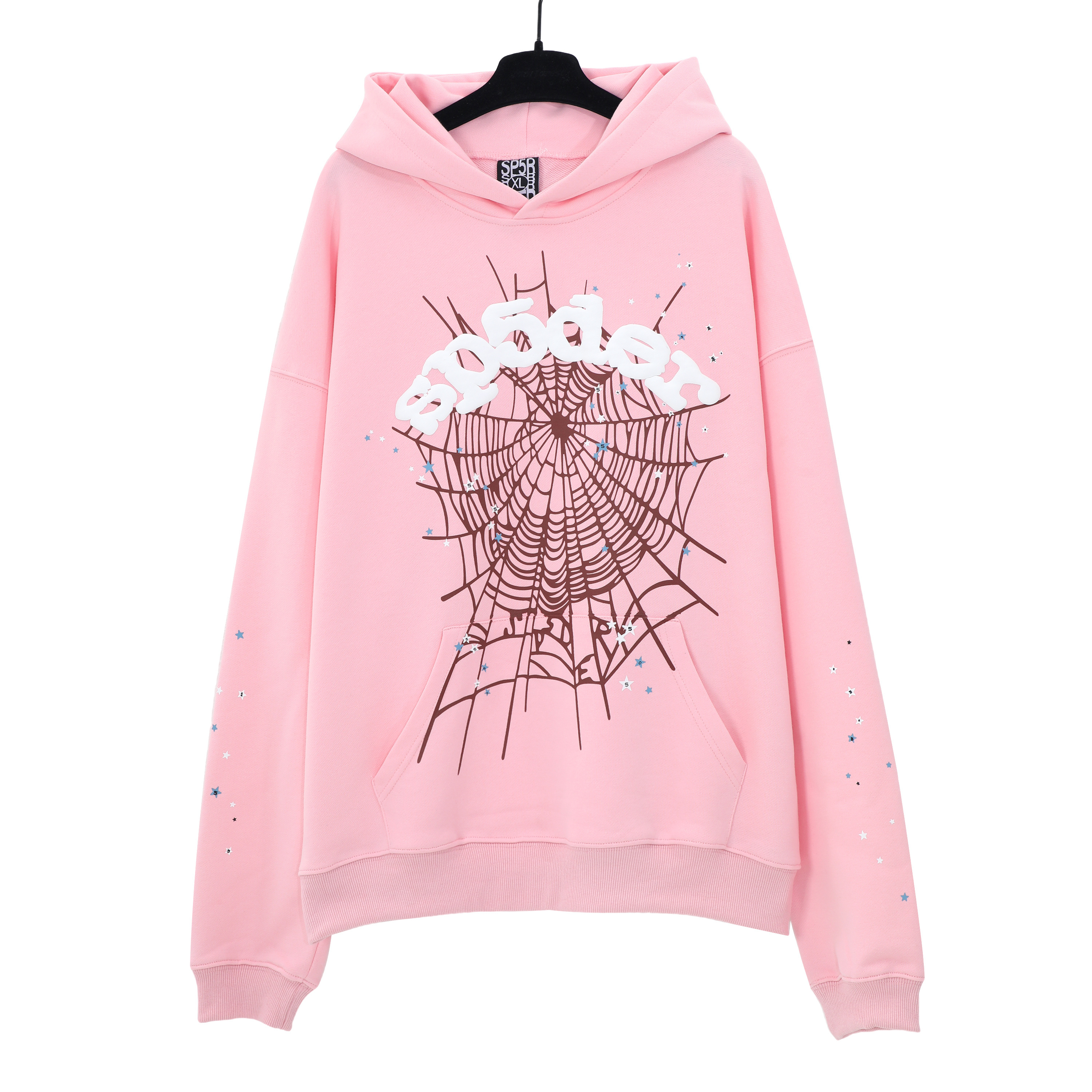 EM Sneakers Sp5der OG Web White Letter Hoodie Pink