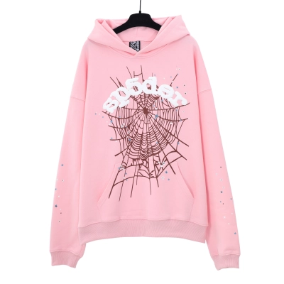 EM Sneakers Sp5der OG Web White Letter Hoodie Pink 02