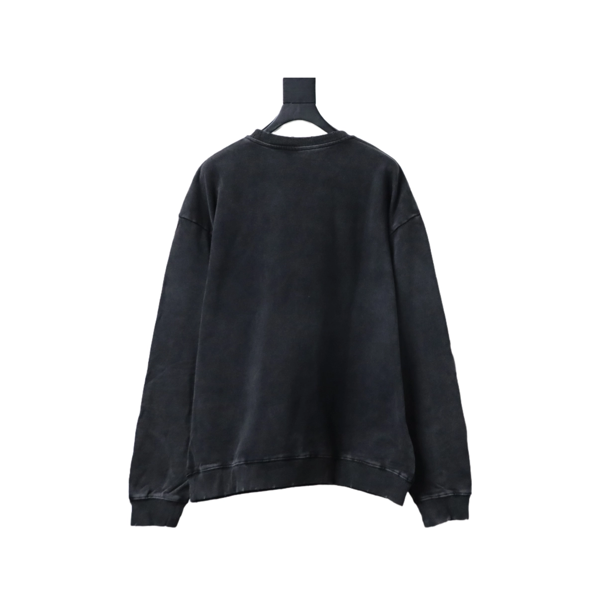 EM Sneakers Balenciaga Logo Print Crewneck Hoodie Washed Black.