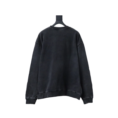 EM Sneakers Balenciaga Logo Print Crewneck Hoodie Washed Black. 02
