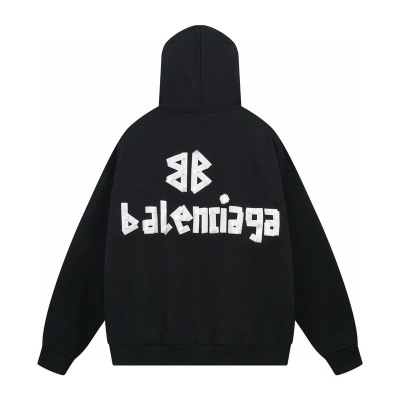 EM Sneakers Balenciaga New Tape Type Oversized Hoodie Washed Black White 02