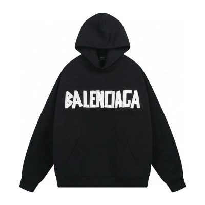 EM Sneakers Balenciaga New Tape Type Oversized Hoodie Washed Black White 01
