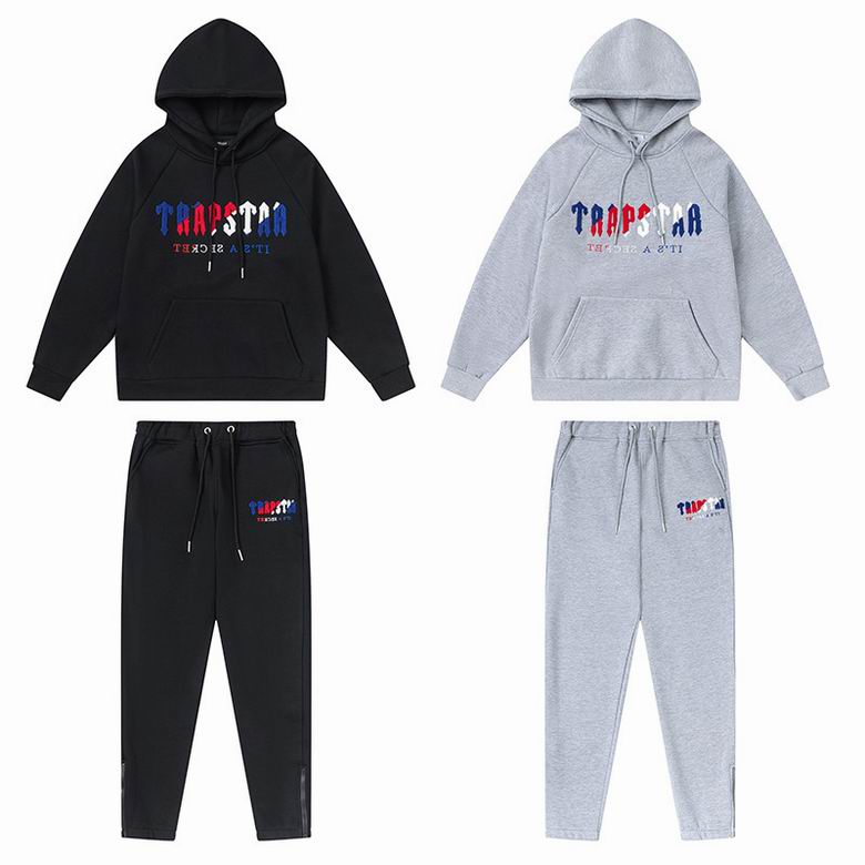 EM Sneakers Trapstar Decoded Hoodie & Sweatpant Sets #603-604 Black /Gray
