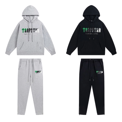 EM Sneakers Trapstar Decoded Hoodie & Sweatpant Sets #605-606 Black /Gray 01