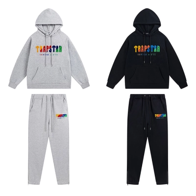 EM Sneakers Trapstar Decoded Hoodie & Sweatpant Sets #607-608 Black /Gray 01