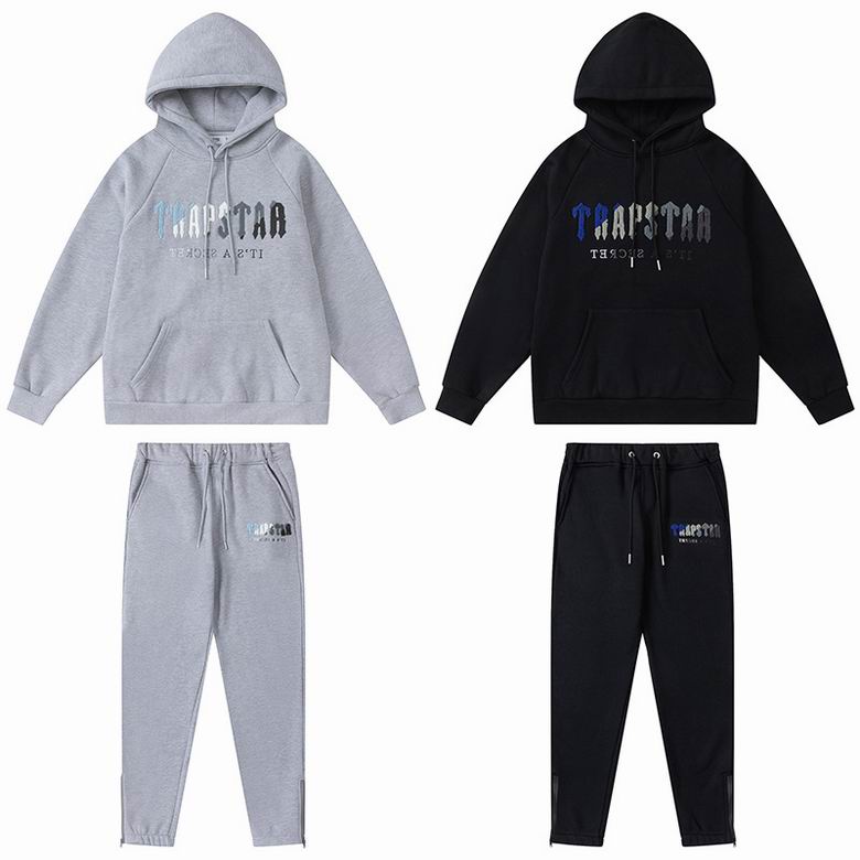 EM Sneakers Trapstar Decoded Hoodie & Sweatpant Sets #611-612 Black /Gray