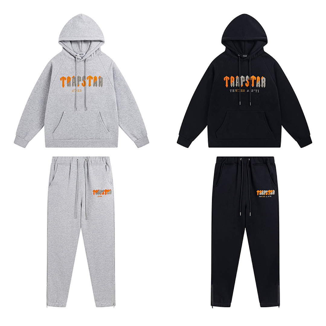 EM Sneakers Trapstar Decoded Hoodie & Sweatpant Sets #613-614 Black /Gray