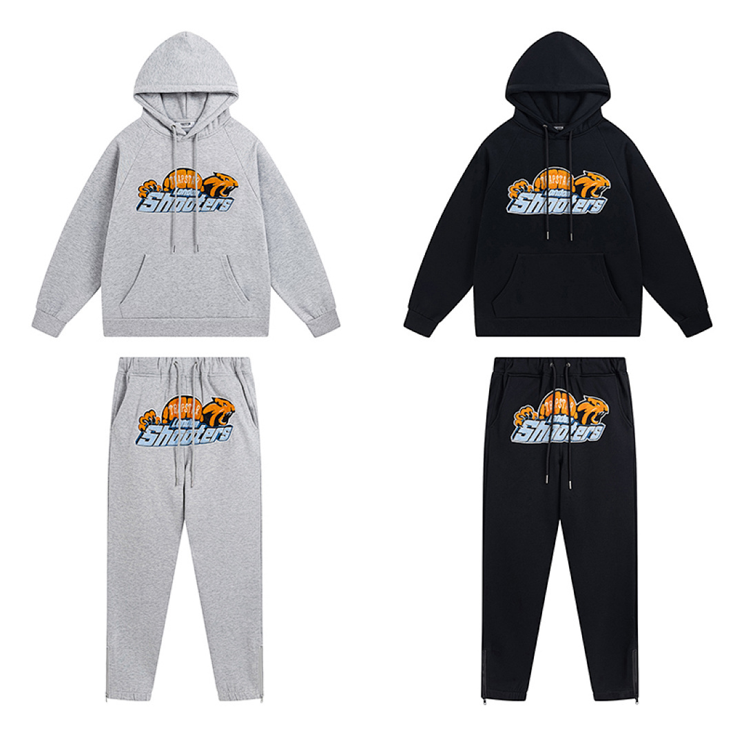 EM Sneakers Trapstar Decoded Hoodie & Sweatpant Sets #619-620 Black /Gray