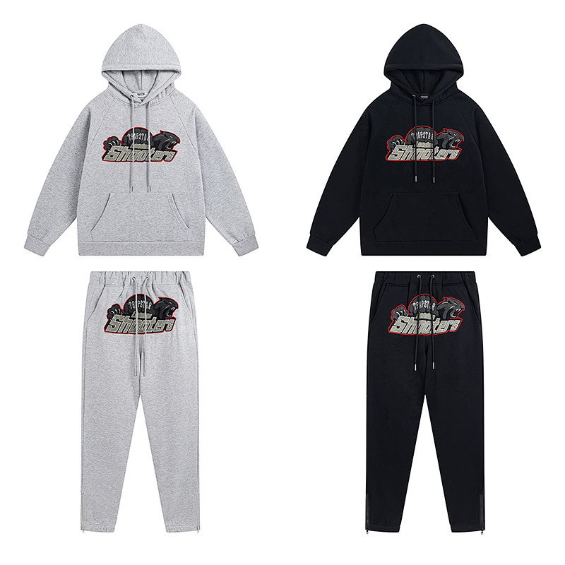 EM Sneakers Trapstar Decoded Hoodie & Sweatpant Sets #617-618 Black /Gray