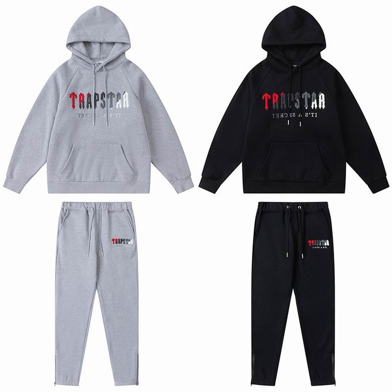 EM Sneakers Trapstar Decoded Hoodie & Sweatpant Sets #601-602 Black /Gray