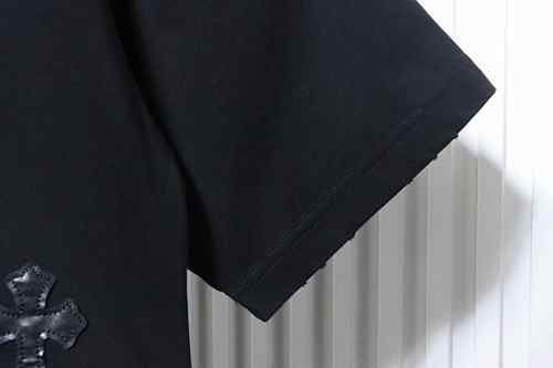 EM Sneakers Chrome Hearts Cross Leather Patch & Tape Logo T-Shirt Black