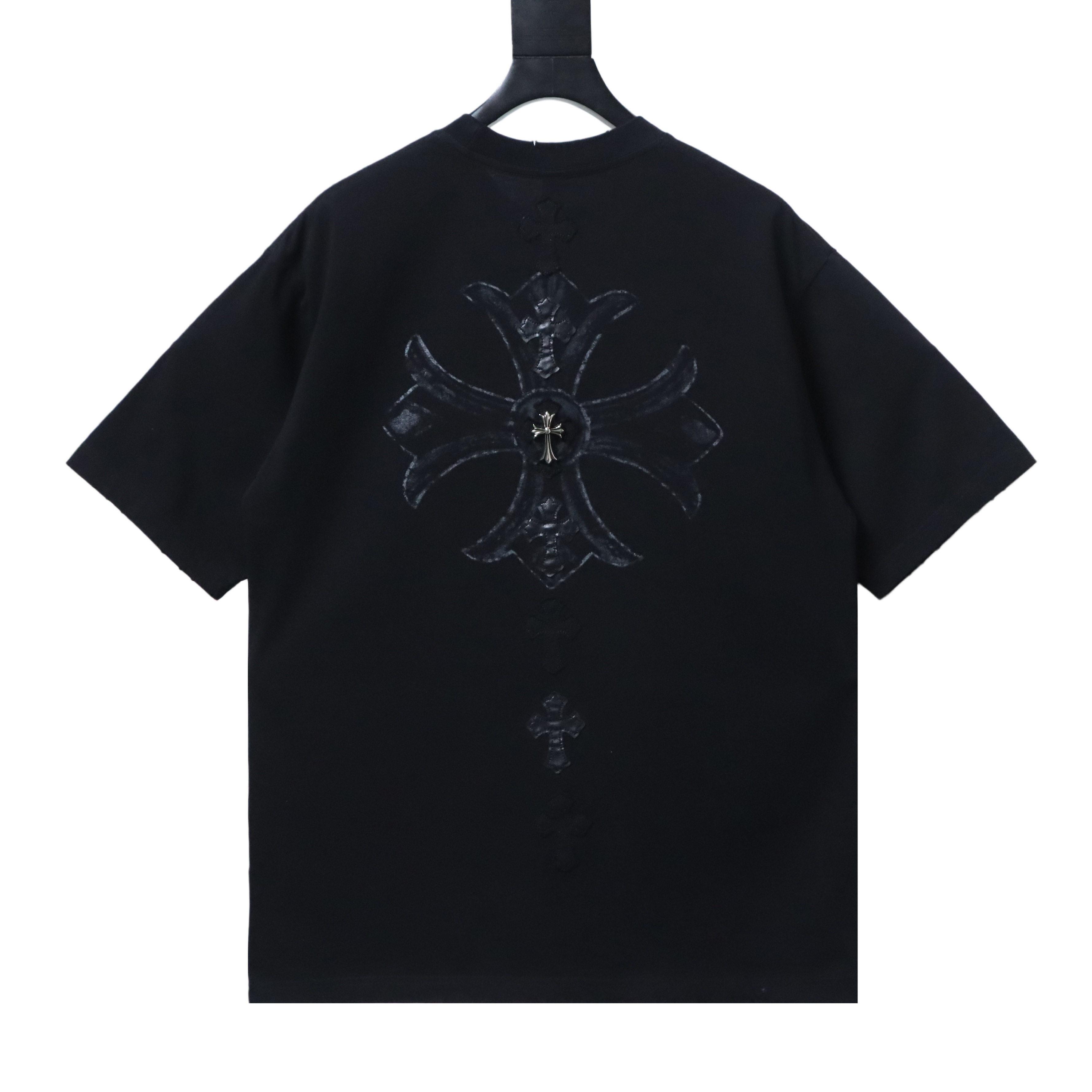 EM Sneakers Chrome Hearts Cross Leather Patch & Tape Logo T-Shirt Black