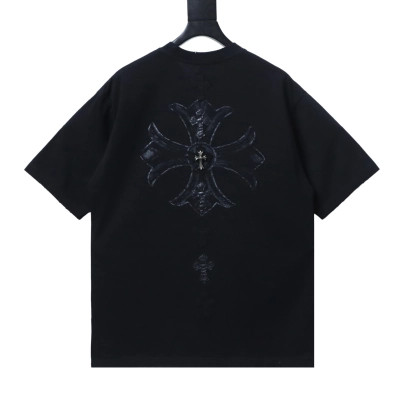 EM Sneakers Chrome Hearts Cross Leather Patch & Tape Logo T-Shirt Black 02